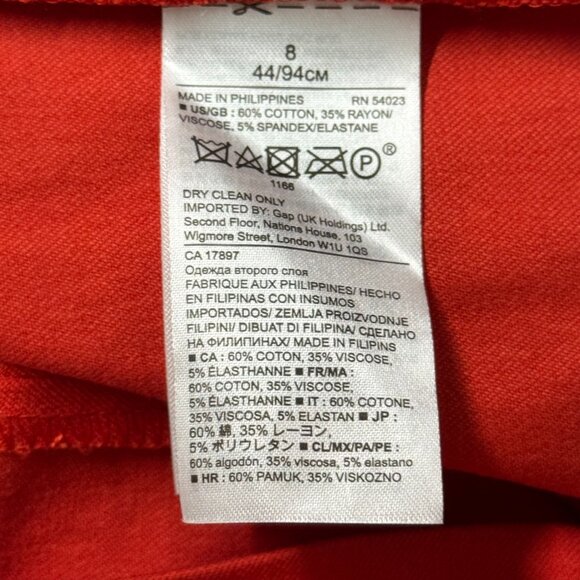 Banana Republic Red Orange Peplum Sleeveless Sheath Dress Career Cocktail Size 8 - Picture 5 of 7